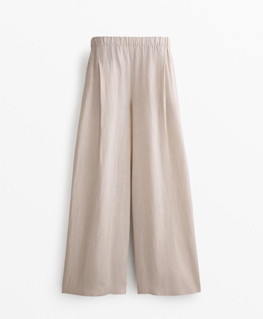 Широкие льняные брюки из 100% льна
