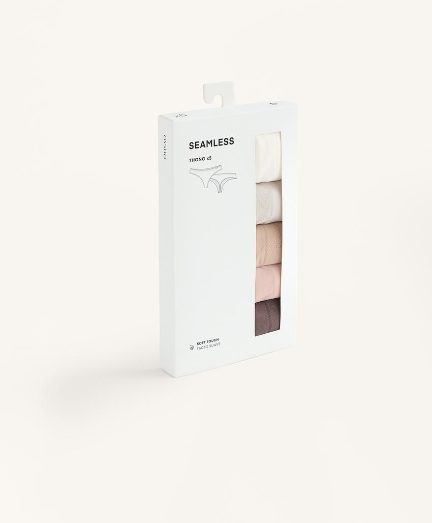 5 бесшовных трусов танга Seamless из мягкой ткани