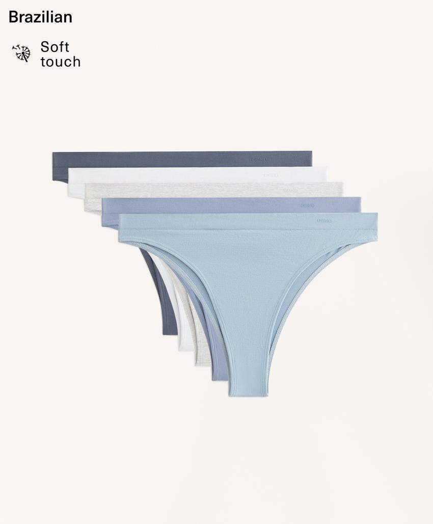 5 бесшовных трусов бразильяно Seamless из мягкой ткани