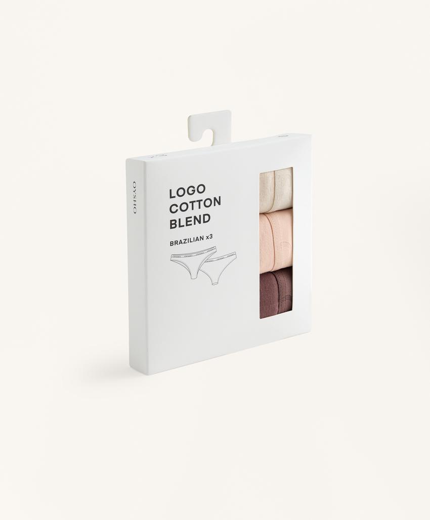 3 трусов бразильяна из смесового хлопка с логотипом