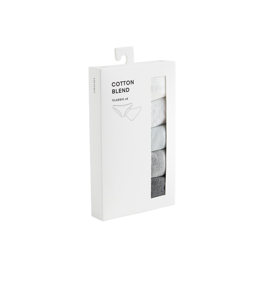 Классические трусики из хлопковой смеси, 5 штук, рифленые и гладкие