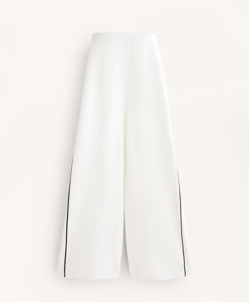 Вязанные брюки прямого покроя с контрастной окантовкой