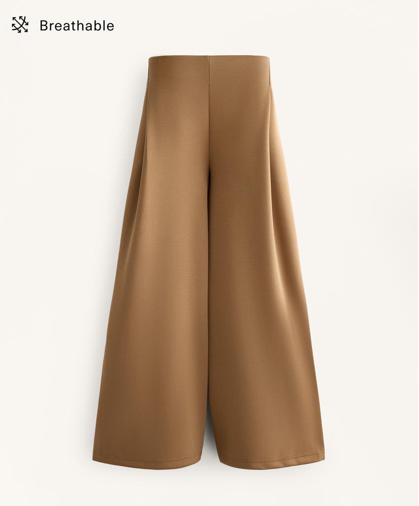 Брюки High rise из твила со складками