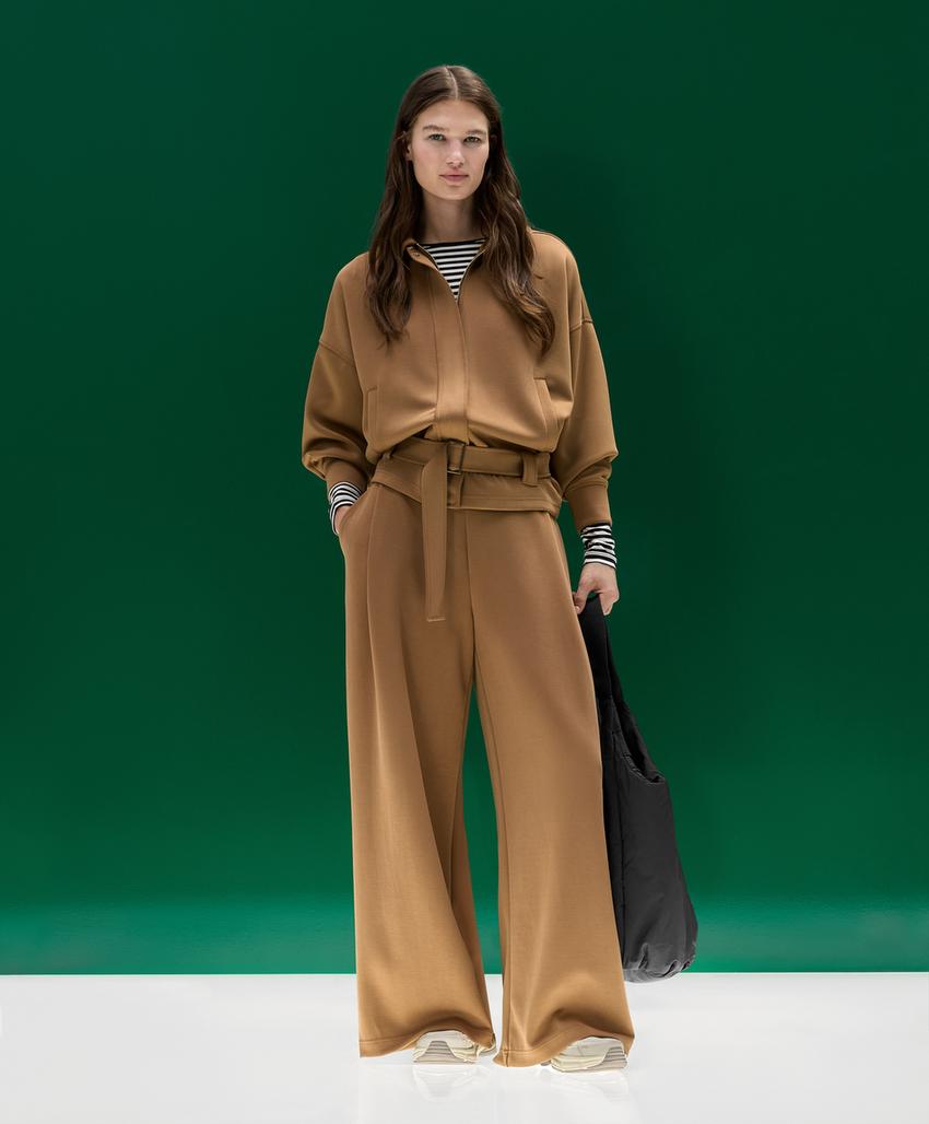 Брюки High rise из твила со складками