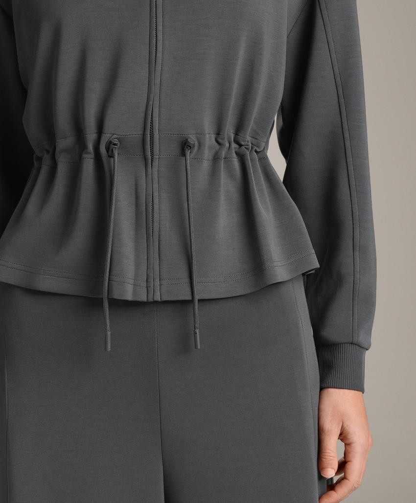 Soft-touch modal jacket with adjustable waist and high collar