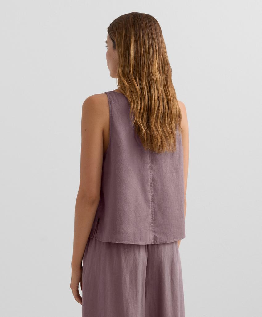 Топ на бретелях v-образного выреза из 100% льна