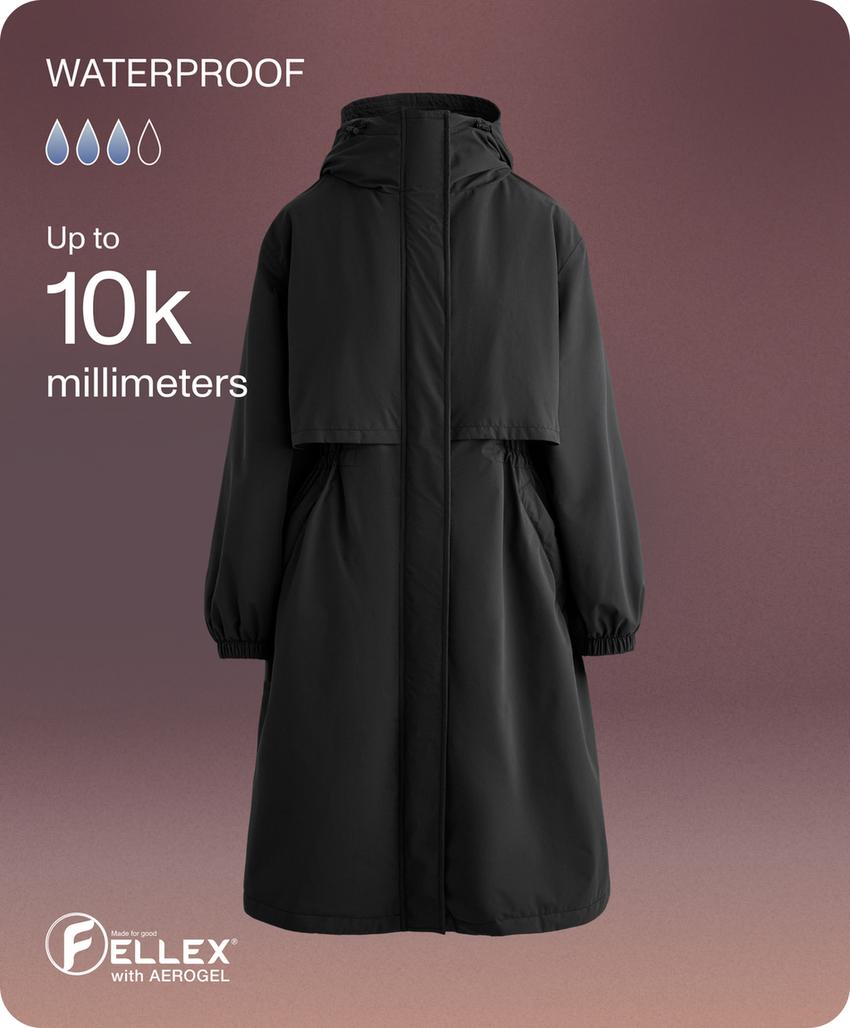 Длинное стеганое пуховое пальто oysho с водонепроницаемым 10k fellex® с aerogel