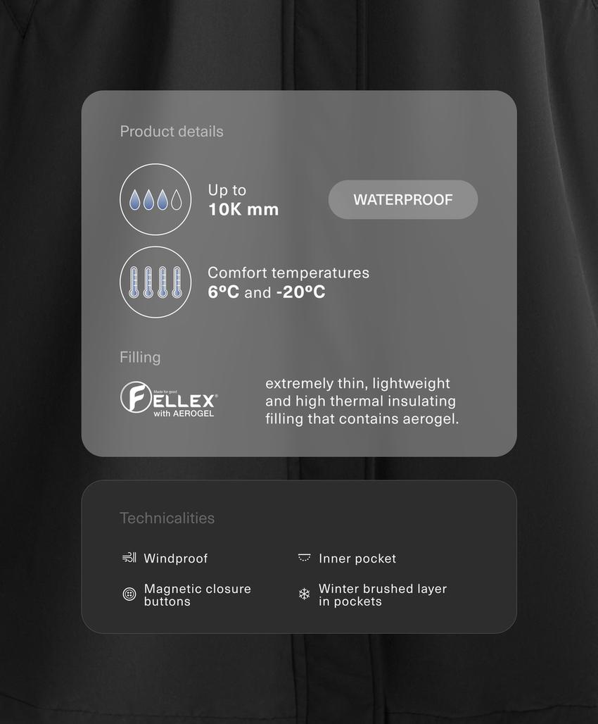 Длинное стеганое пуховое пальто oysho с водонепроницаемым 10k fellex® с aerogel