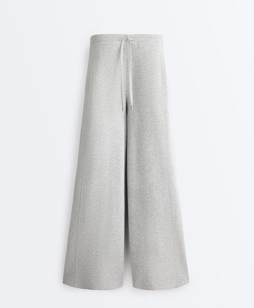 Брюки прямого кроя из меланжевого пике