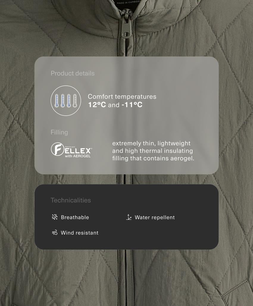 Водоотталкивающий стеганый пуховик с наполнителем из аэрогеля fellex®