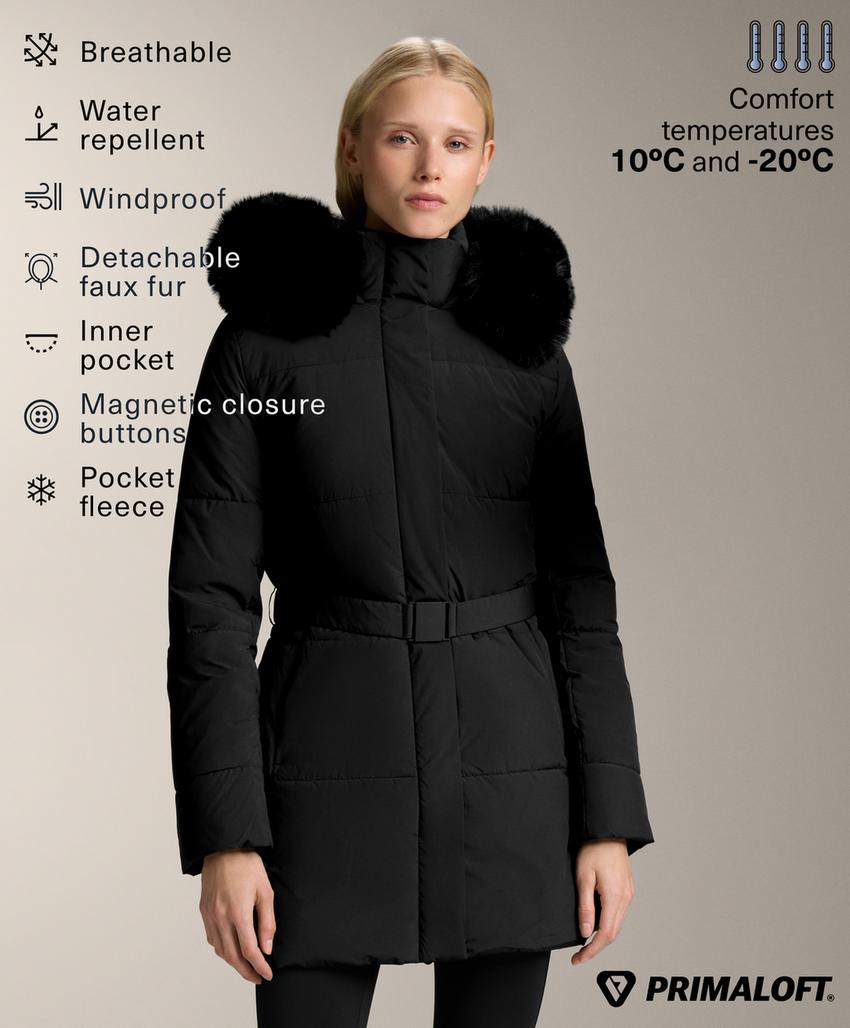 Водоотталкивающая утепленная куртка миди Primaloft®