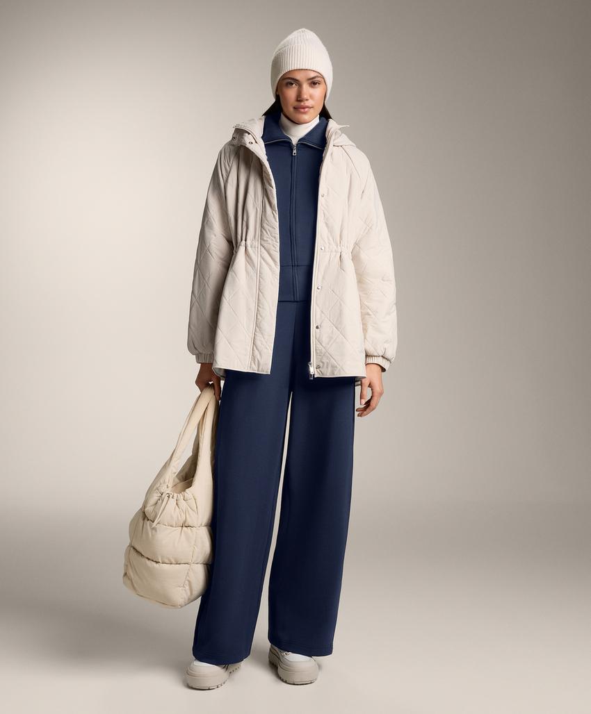 Fitted waist knit collar jacket with brushed modal