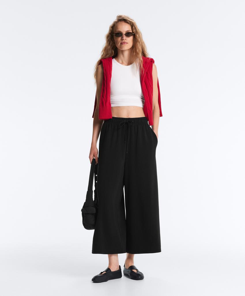 Широкие брюки Crop из мягкого модала