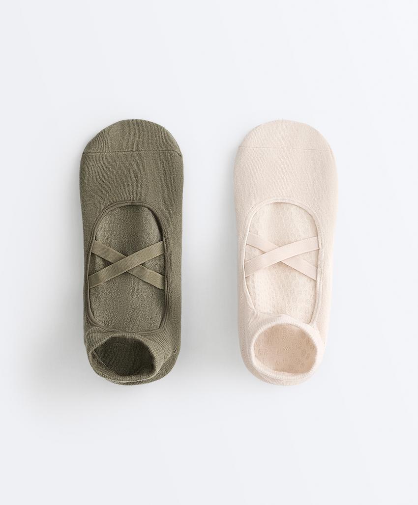 2 пары носков-sneaker из смесового хлопка с лентами для йоги и пилатеса