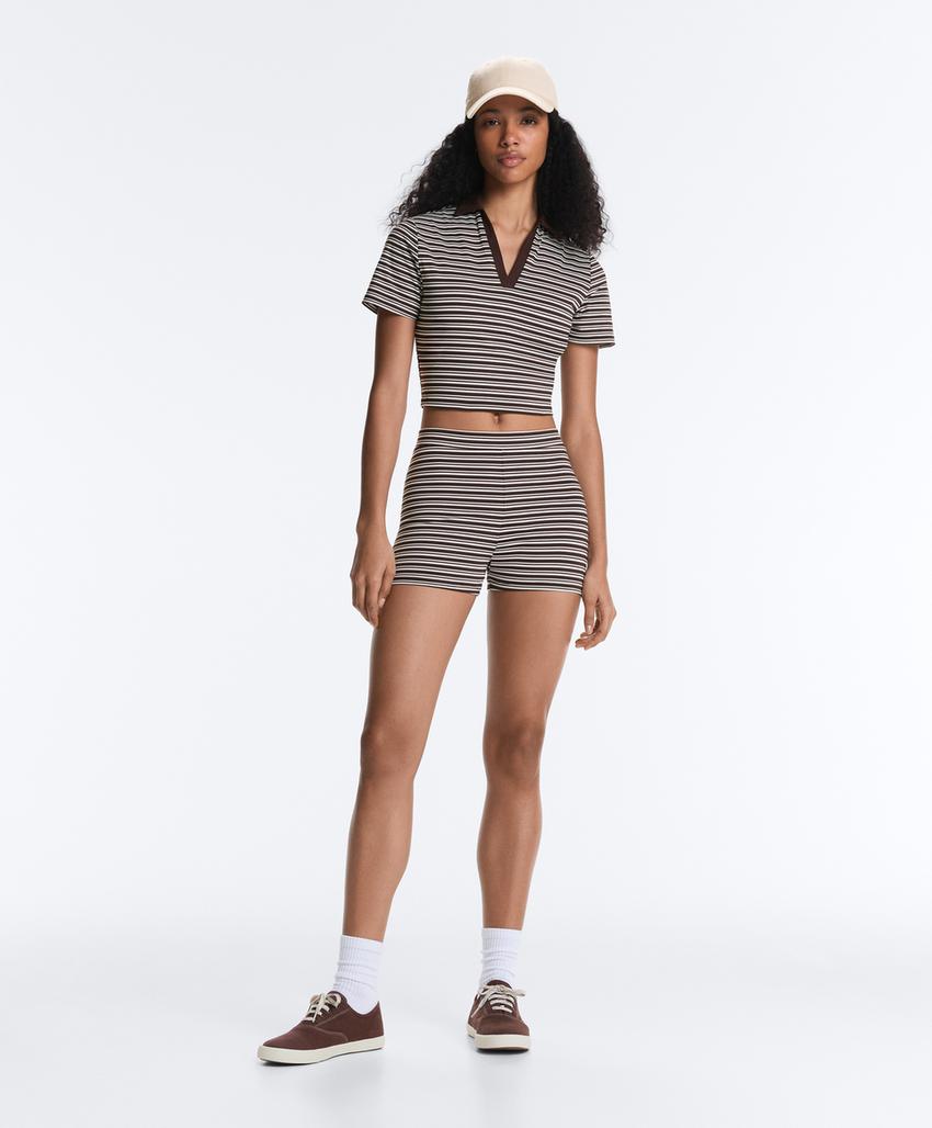 Велосипедки Hot pants Comfortlux с высокой посадкой, 5 см, в полоску
