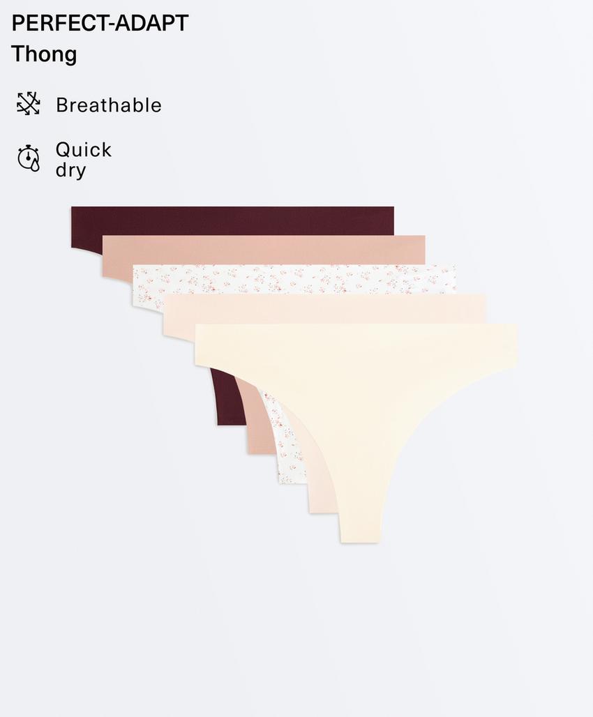 5 invisible laser-cut polyamide blend thongs