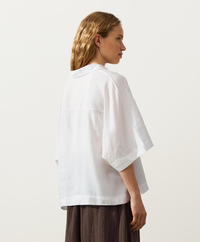 Рубашка оверсайз из 100%-го льна с короткими рукавами