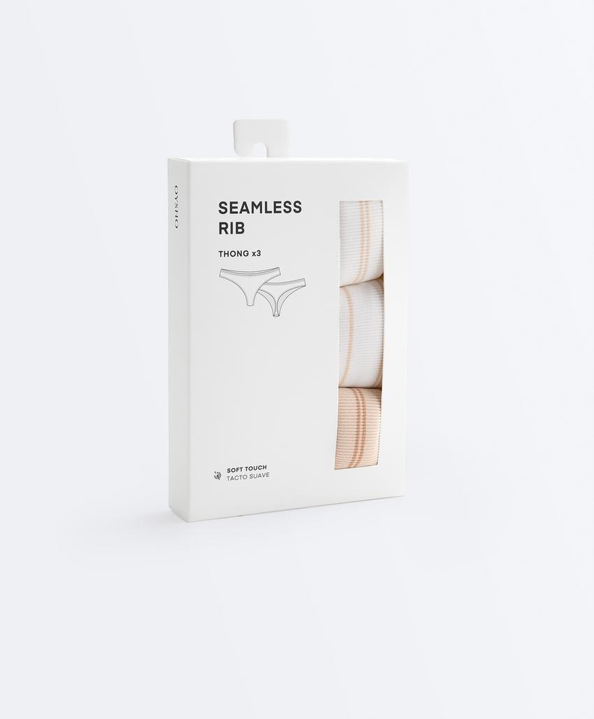 3 трусов танга в рубчик из смесового полиамида seamless