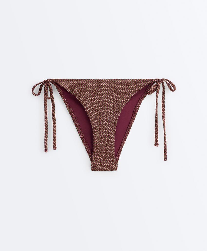 Cueca de biquíni média com laços geométrico