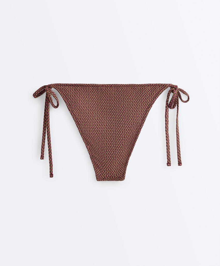 Cueca de biquíni média com laços geométrico