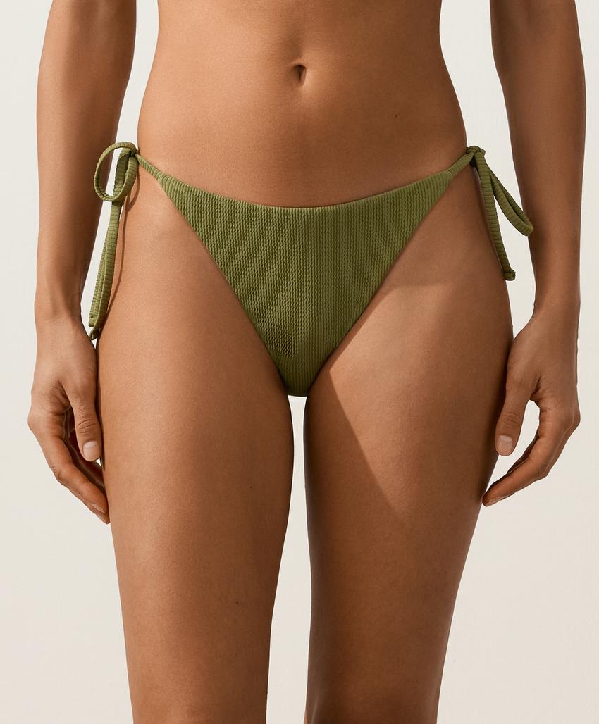 Cueca de biquíni média com laços rib
