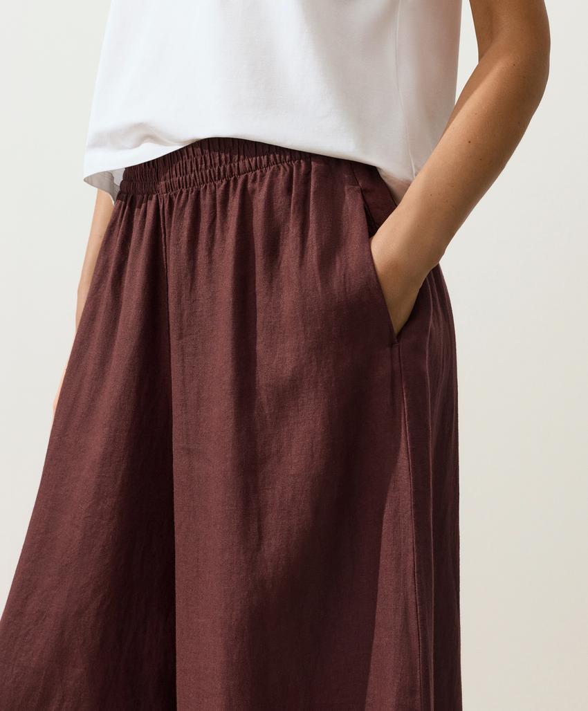 Укороченные льняные брюки Super Wide leg
