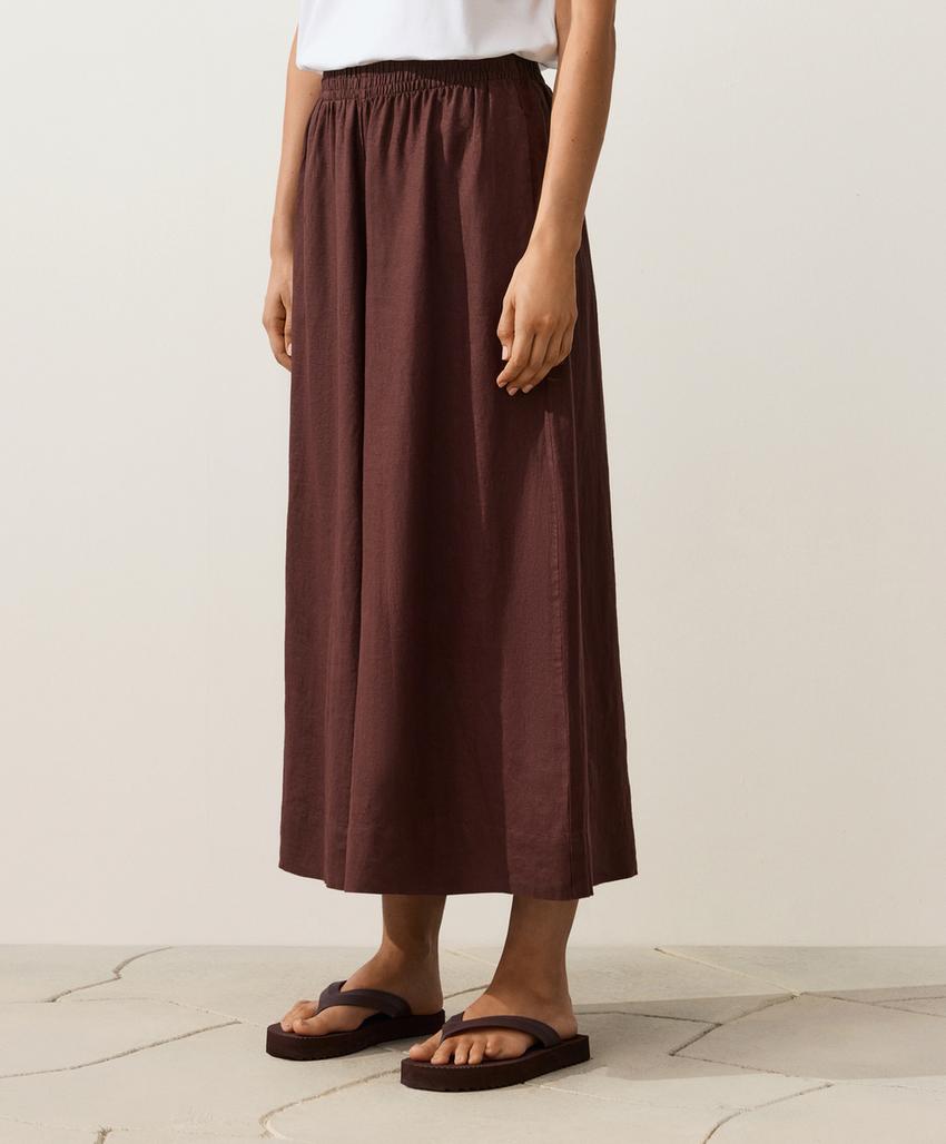 Укороченные льняные брюки Super Wide leg