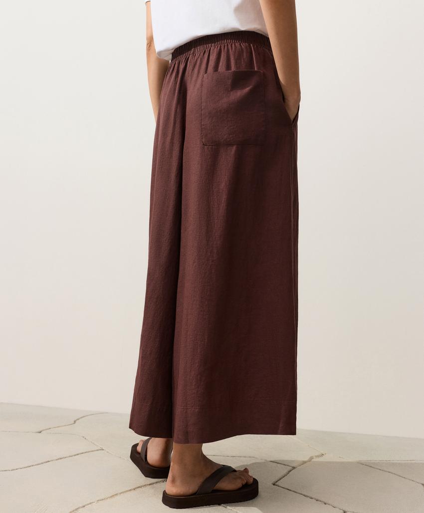 Укороченные льняные брюки Super Wide leg