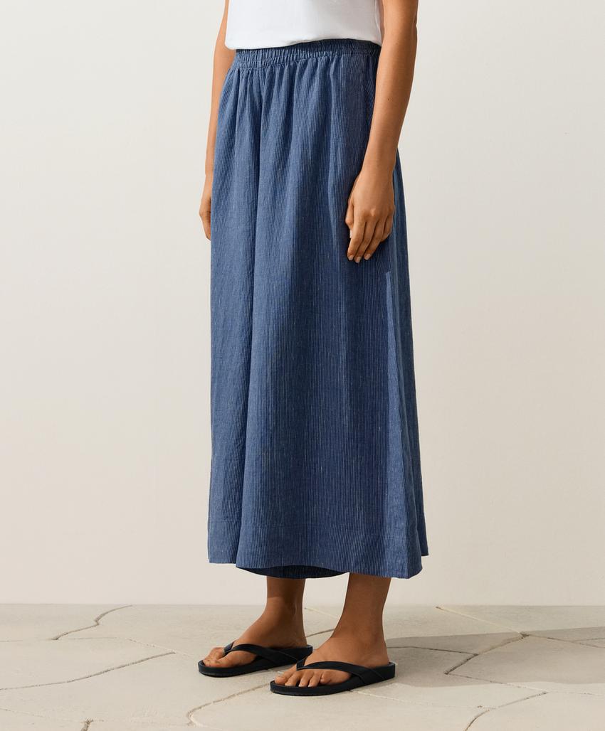 Укороченные льняные брюки Super Wide leg