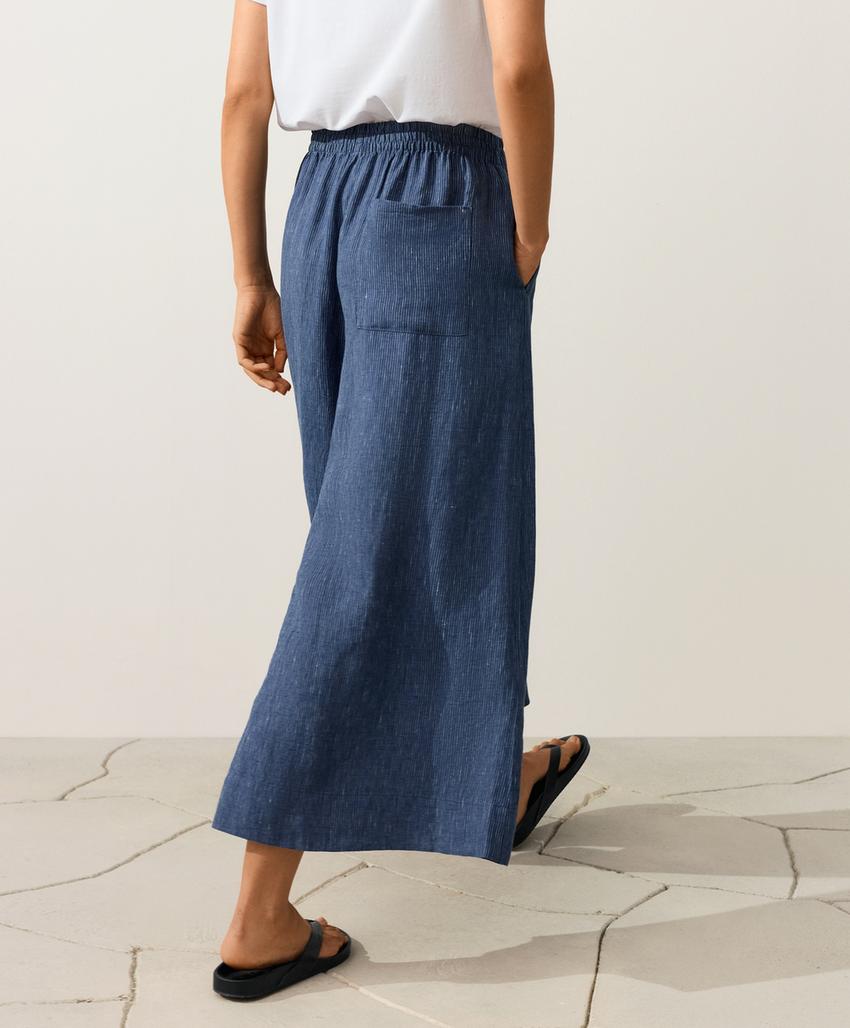 Укороченные льняные брюки Super Wide leg