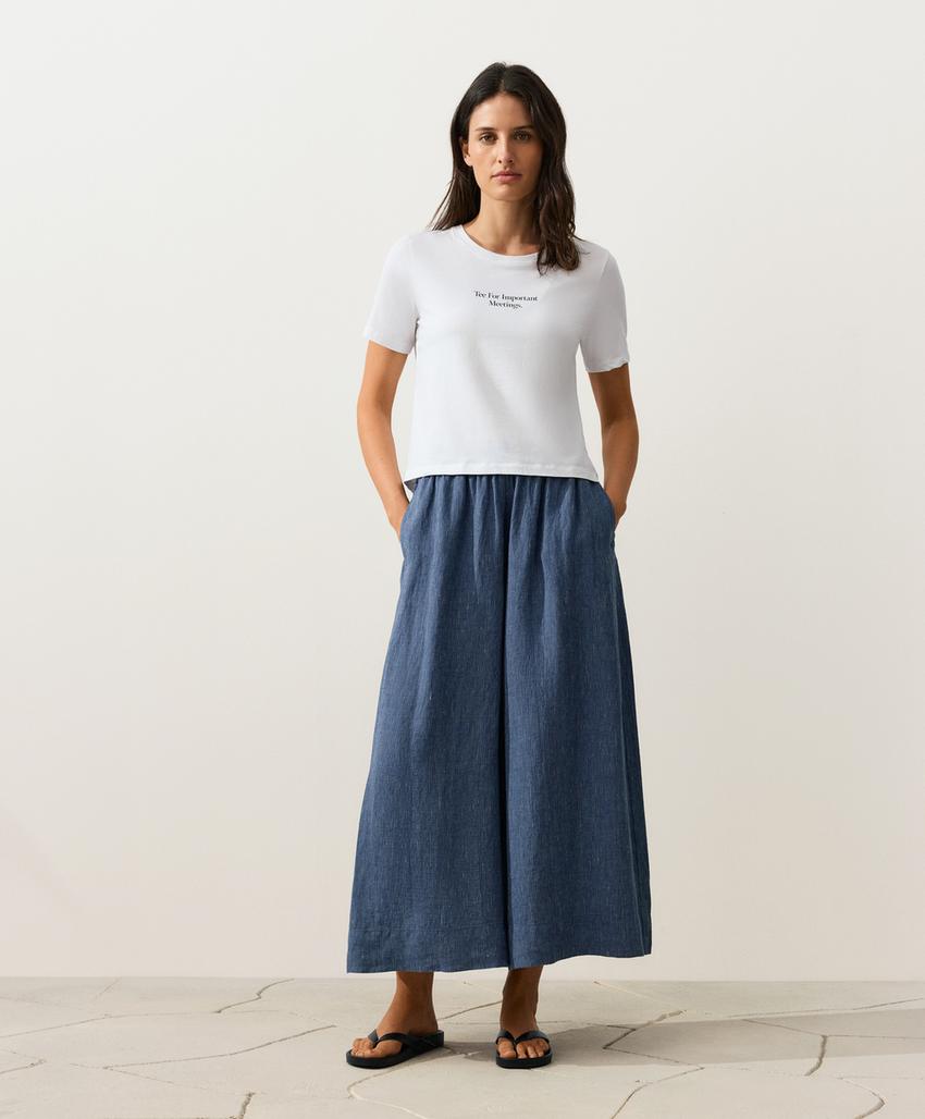 Укороченные льняные брюки Super Wide leg