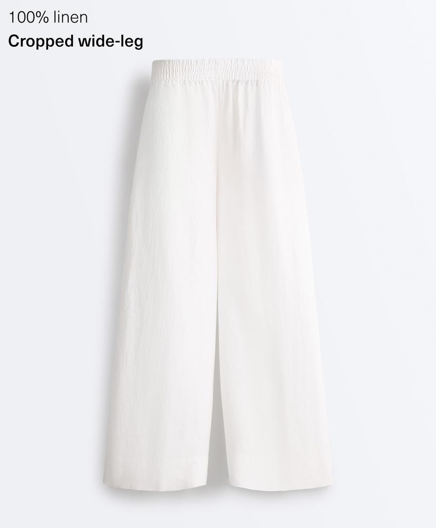 Укороченные льняные брюки Super Wide leg