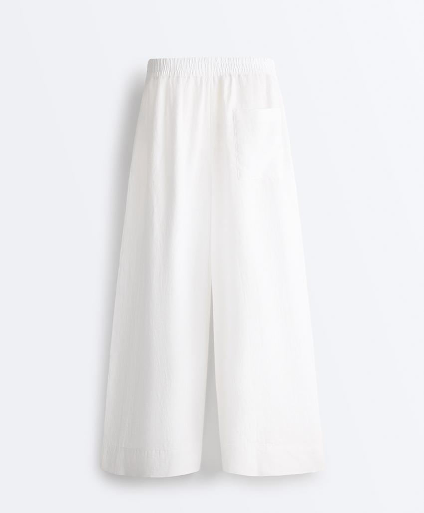 Укороченные льняные брюки Super Wide leg