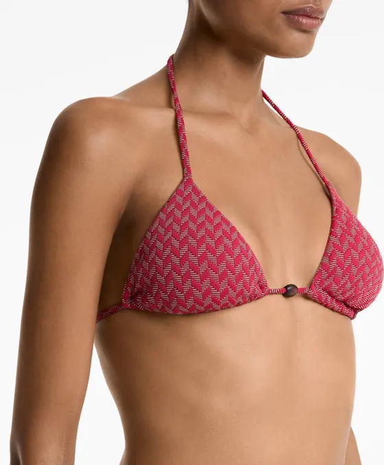 Топ бикини с треугольными чашками из жаккардовой ткани