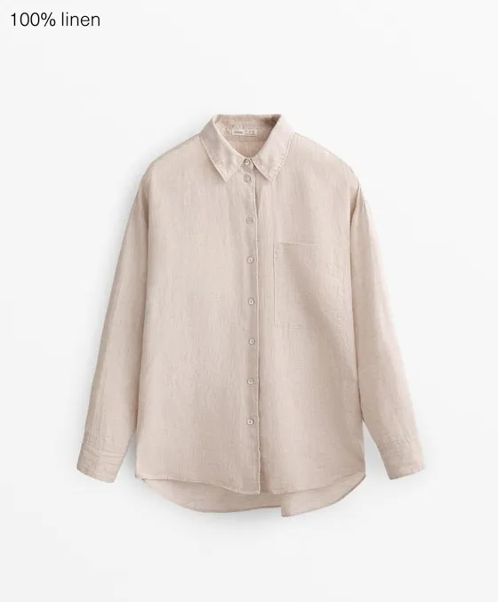 Рубашка свободного кроя из 100%-го льна