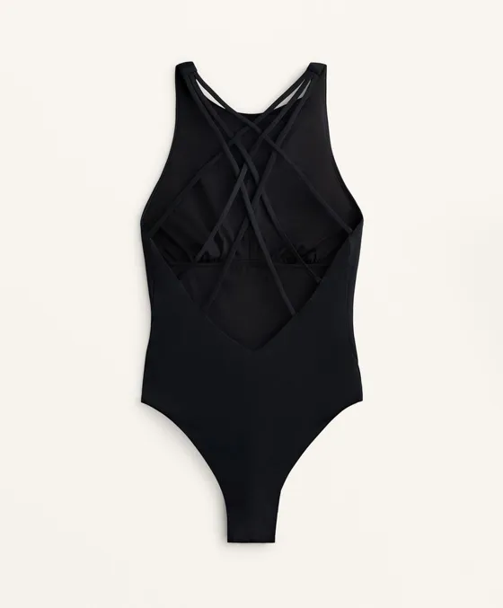 Купальник халтер с перекрестными бретелями сзади