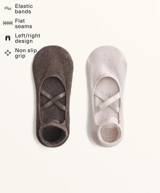 2 пары носков из смесового хлопка с лентами для йоги и пилатеса