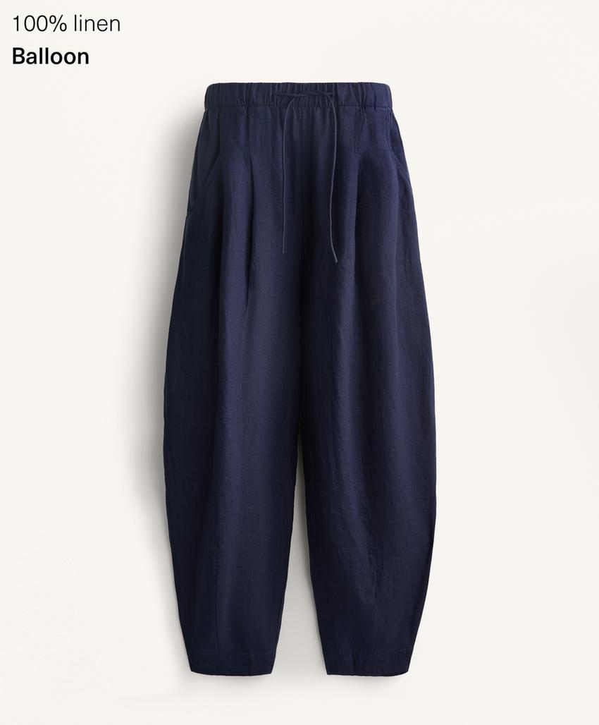 Брюки-шаровары из 100% льна