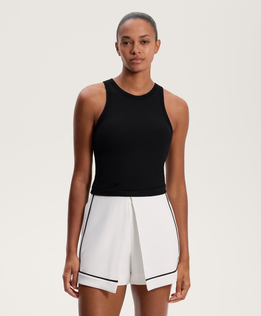 Топ из модально-вискозного микса с длинным рубашечным подолом l30144058