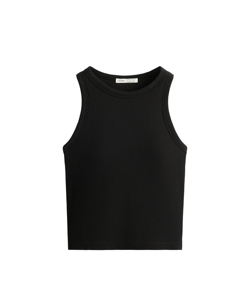 Топ из модально-вискозного микса с длинным рубашечным подолом l30144058