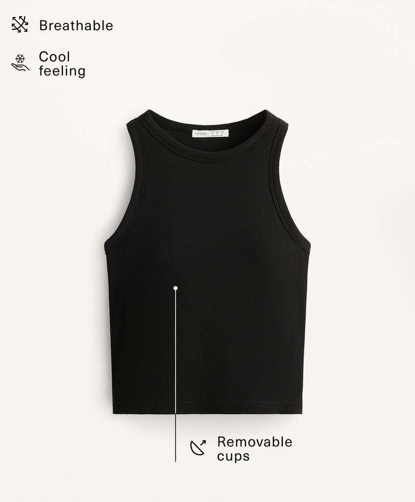 Топ из модально-вискозного микса с длинным рубашечным подолом l30144058