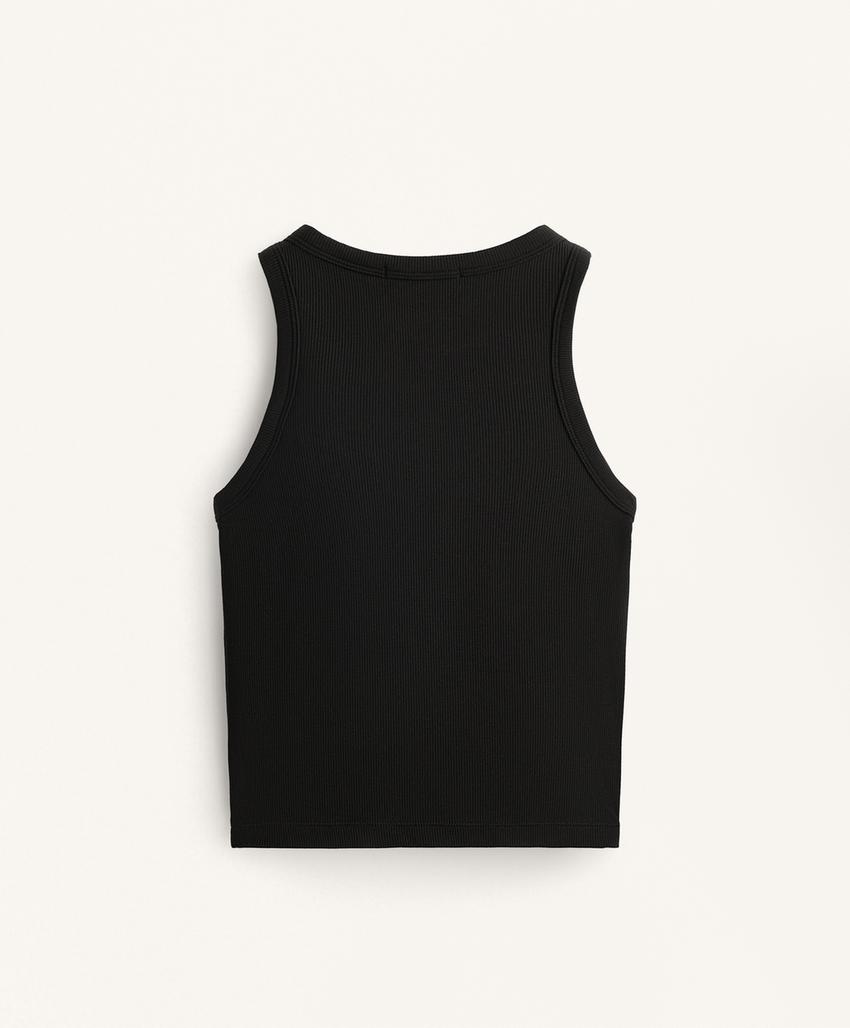 Топ из модально-вискозного микса с длинным рубашечным подолом l30144058