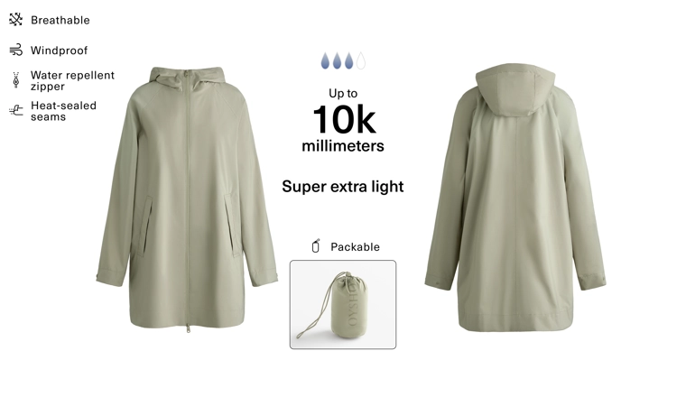 Сверхлегкая упаковываемая куртка oysho с водонепроницаемостью 10k