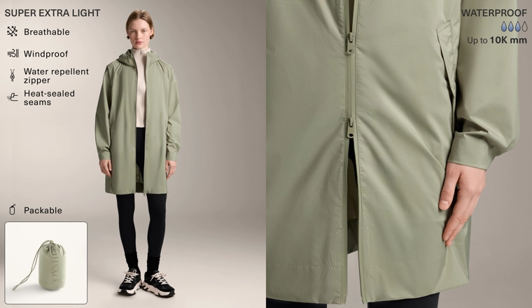 Сверхлегкая упаковываемая куртка oysho с водонепроницаемостью 10k