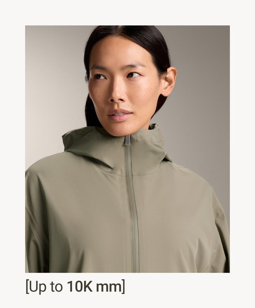 Длинный плащ с водонепроницаемостью 10k и экстра-легким весом