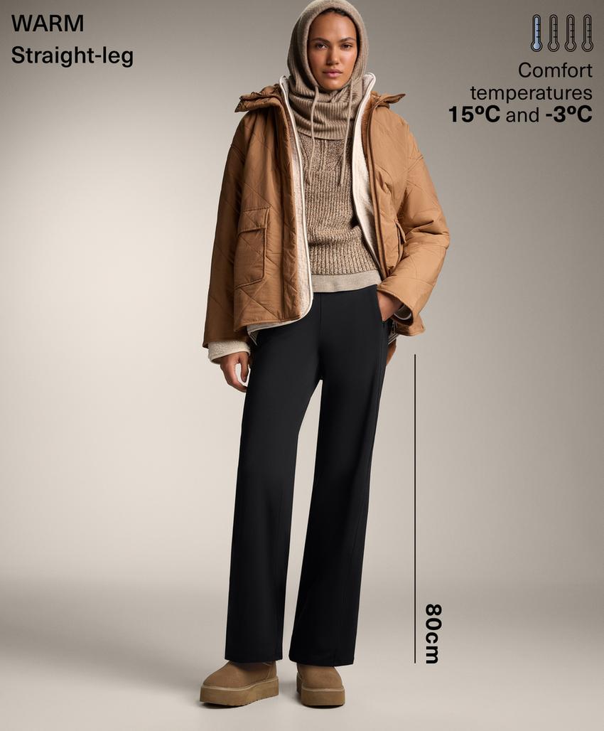 Теплые прямые брюки с высокой посадкой