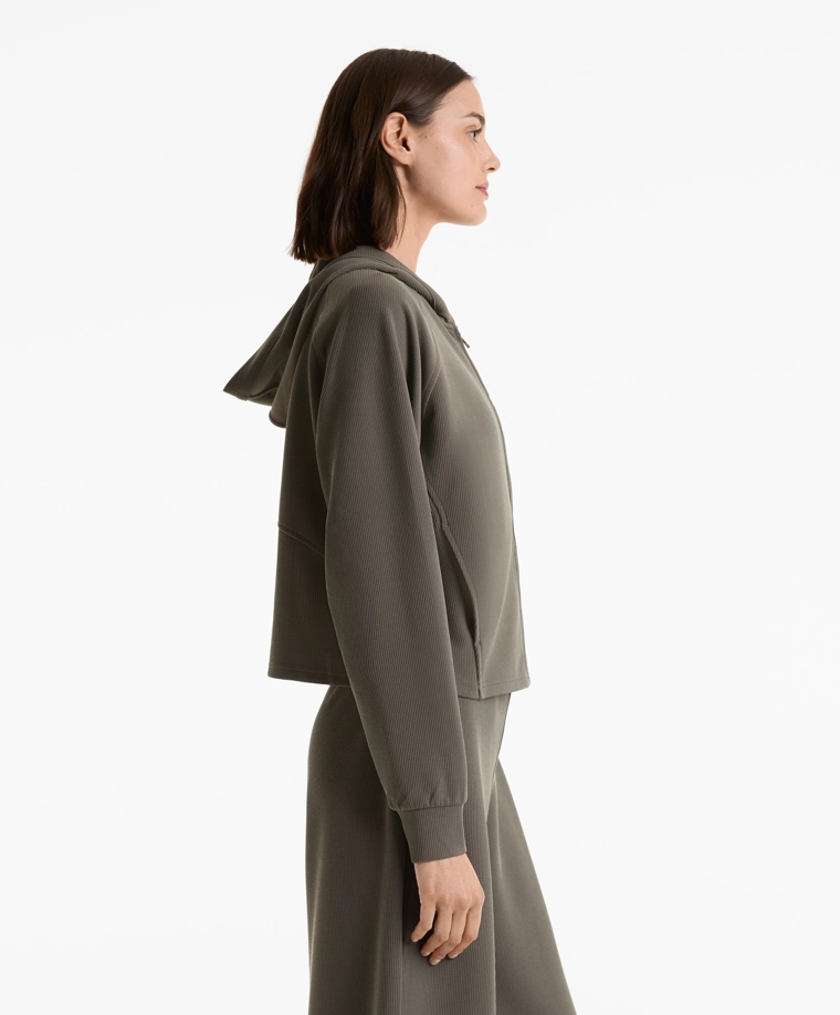 Джакет с капюшоном рубчатый с 29% модала