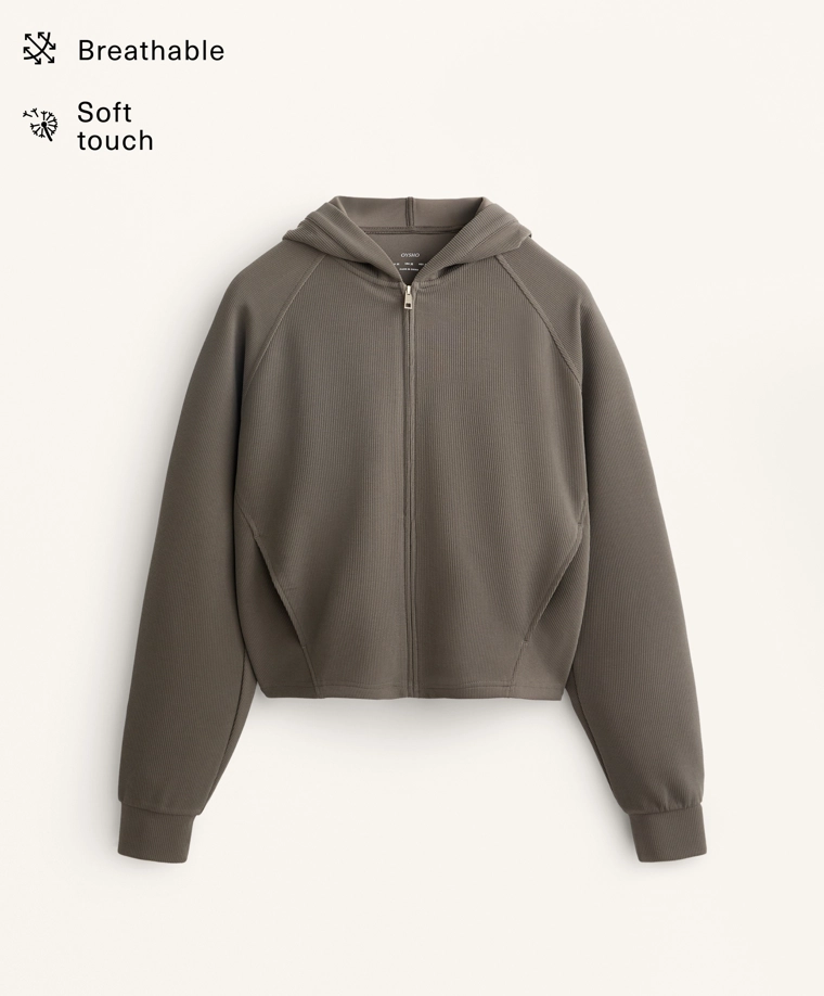 Джакет с капюшоном рубчатый с 29% модала