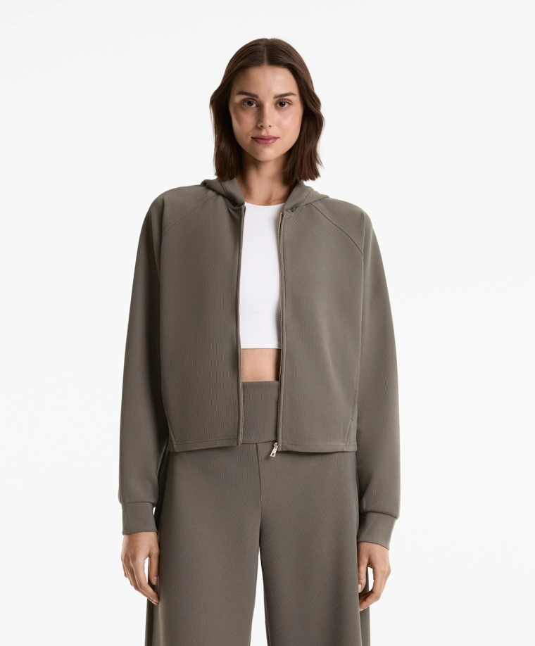 Джакет с капюшоном рубчатый с 29% модала