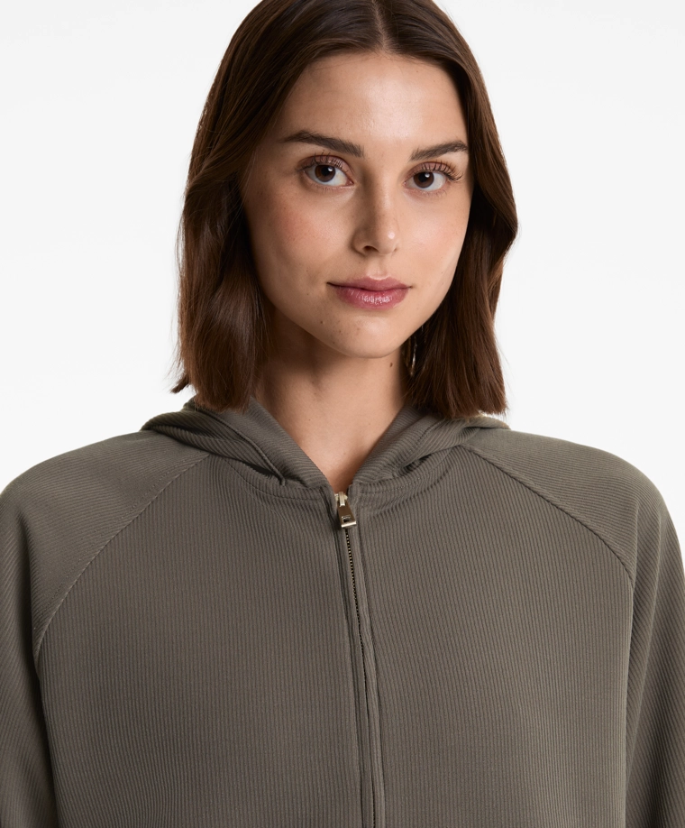 Джакет с капюшоном рубчатый с 29% модала